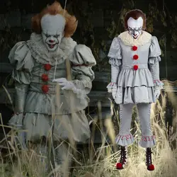 Pennywise Clown Costume для взрослых Для мужчин Для женщин на Хэллоуин Карнавальный Косплэй Стивена Кинга это костюм джокер костюм нарядное