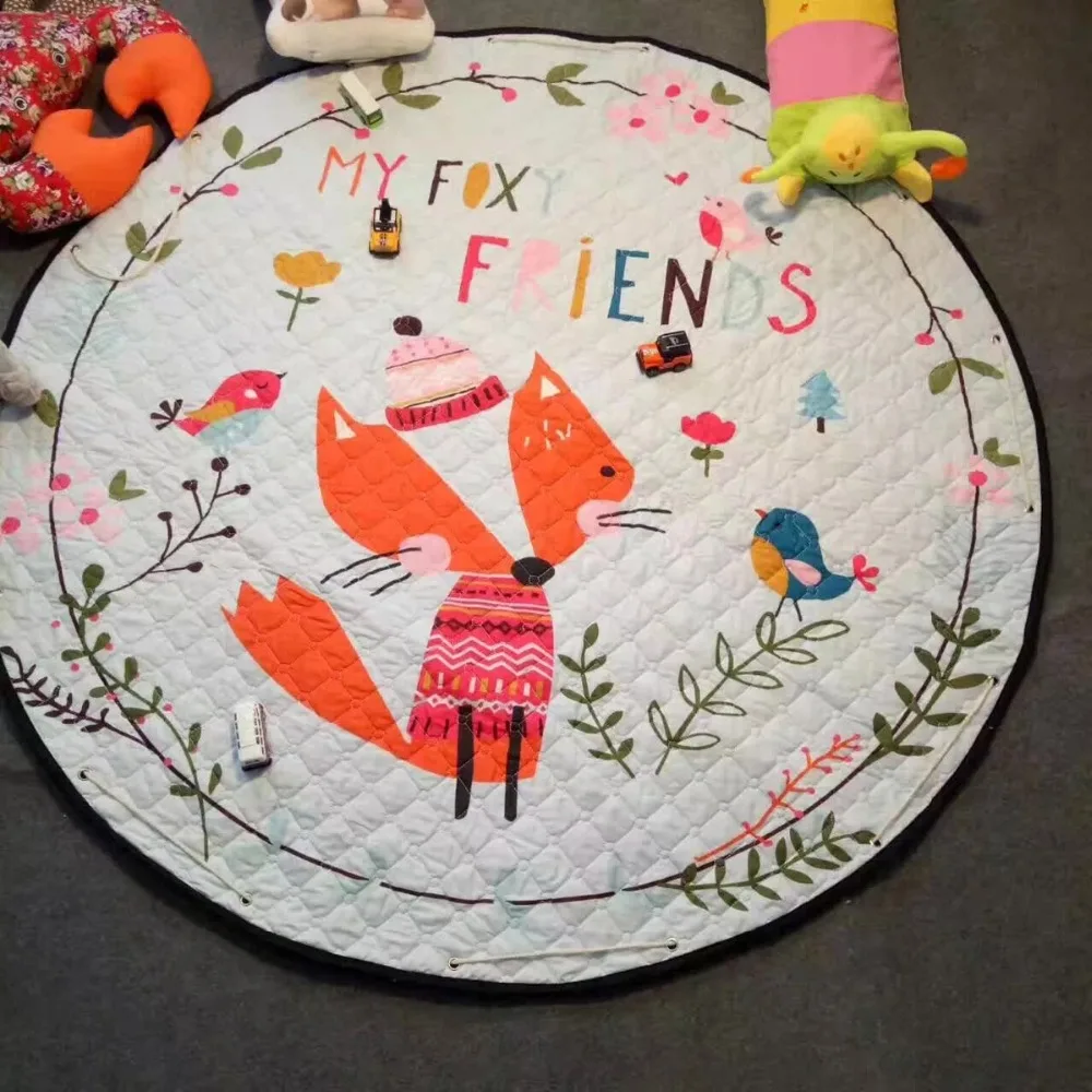 

Portable Cars Fox Ainimal Game Play Mats Kids Diameter 150cm Baby Crawling Toys Multifunctional Cotton Round Blanket Rug Gifts