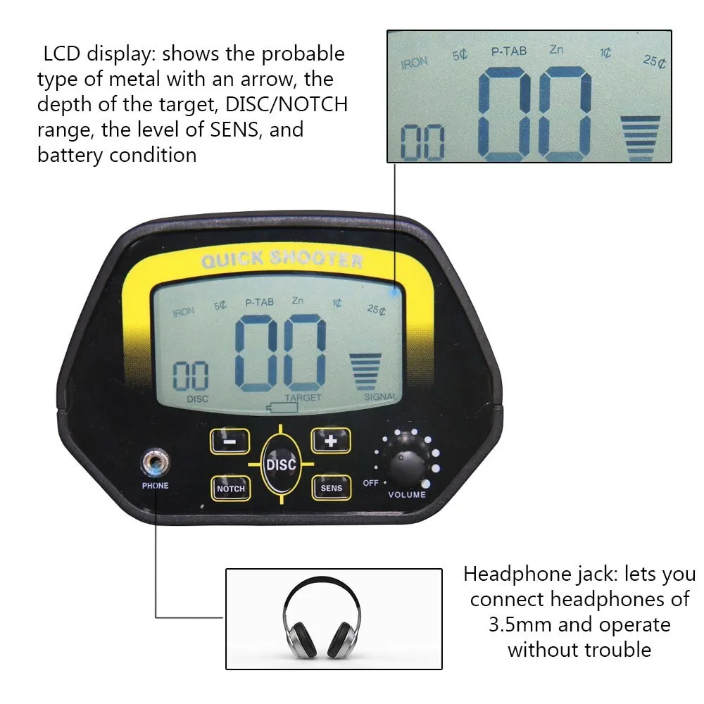 Портативный металлодетектор Подземный Золотой поиск детекторы ЖК-дисплей высокая чувствительность Охотник за сокровищами легкая установка