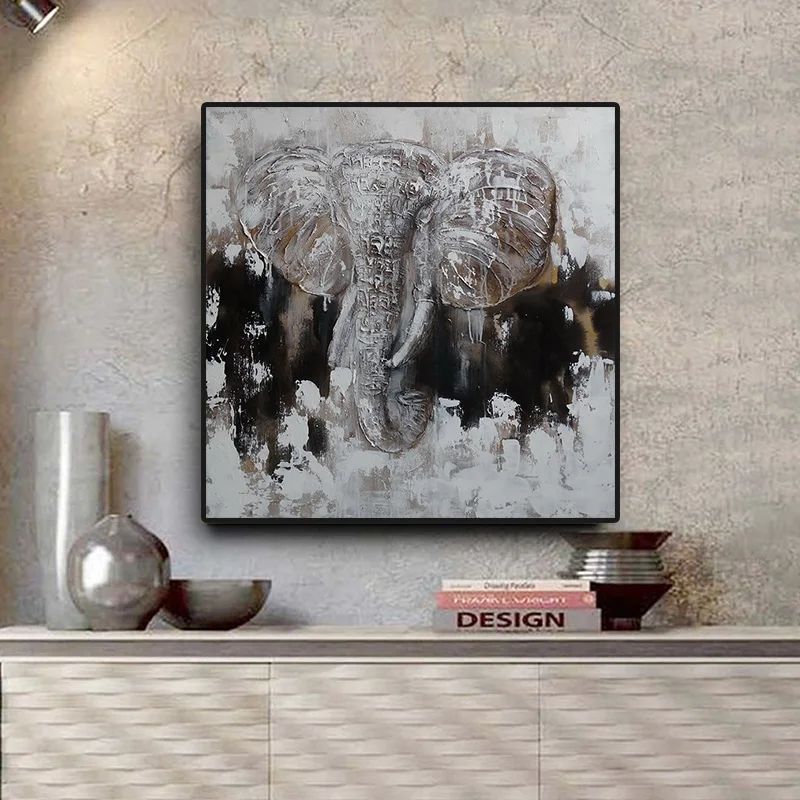 

Abstrct Wild Elephant Oil Painting on Canvas Posters and Prints Scandinavian Nordic Wall Art Picture for Living Room Kids Decor