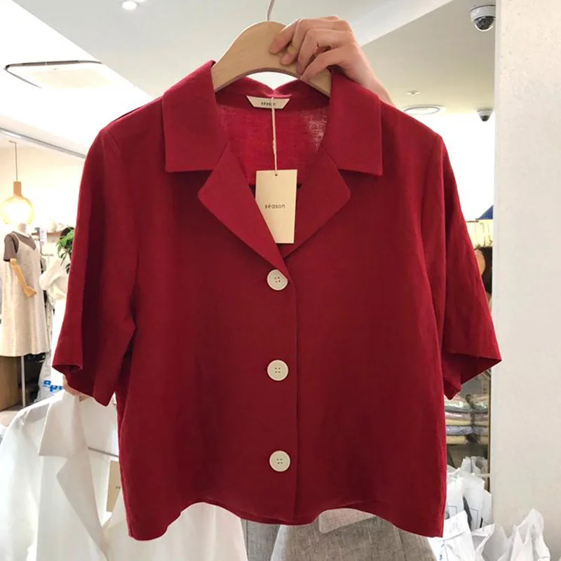 

MAPUSITOM Casual Loose Women Shirts 2019 New Summer Fashion Elegant Blouse Female Short Sleeve Red Shirt for Women Tops