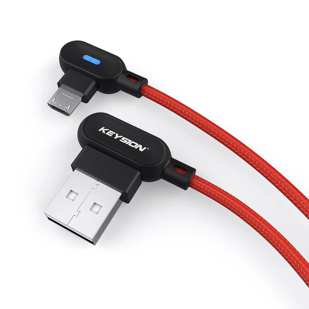 KEYSION l-тип Micro USB кабель для Xiaomi Redmi Note 5 Pro 4 Реверсивный Micro USB кабель для зарядки и передачи данных для samsung M30 M20 A10 S7 - Цвет: Красный