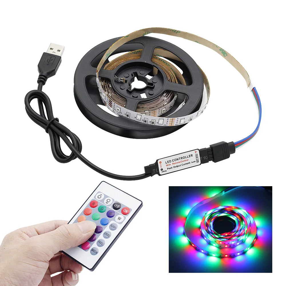 Новинка 1 м 2 м 3 м 4 м 5 м RGB Светодиодная лента с usb портом и пультом дистанционного управления Водонепроницаемая SMD 2835 гибкая лента лампа для ТВ фона освещение|Светодиодные ленты| | АлиЭкспресс