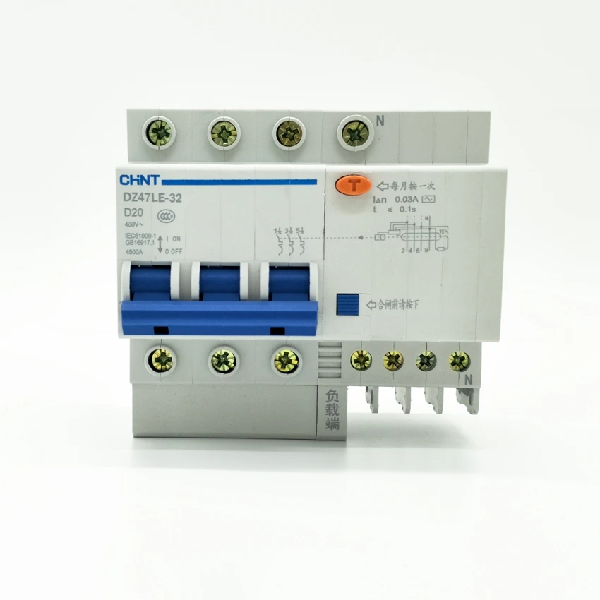 CHINT DZ47LE 32 3P+N D20A 30mA Earth Leakage Circuit Breaker/Residual