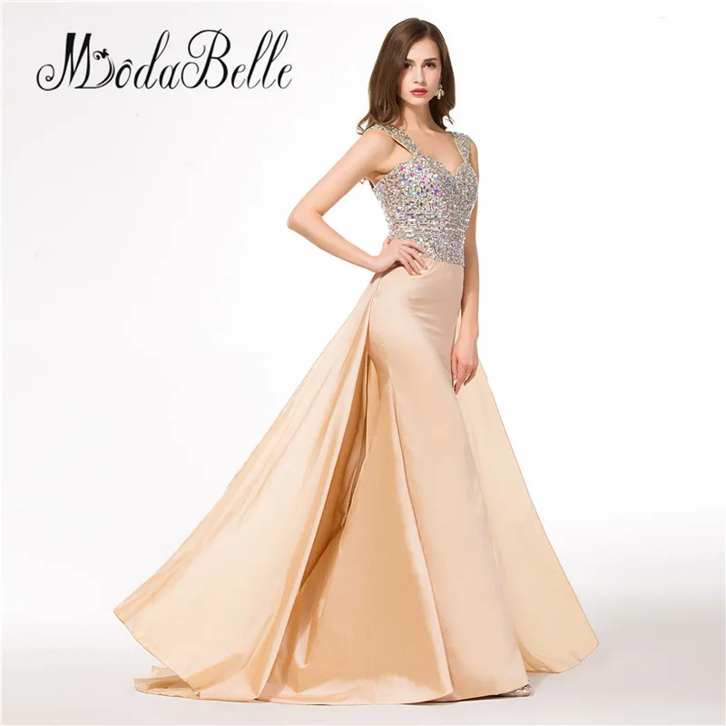Modabelle сексуальное платье русалки для выпускного Шампань со стразами сверкающие