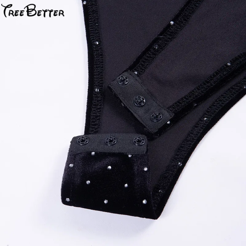 2019 Winter Spring New Diamond Long Sleeve Turtleneck Skinny Sexy Club Bodysuit 