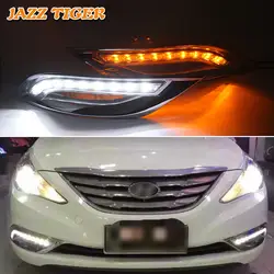 Джаз желтый тигр поворотов Функция автомобиля 12 V DRL светодиодный дневного света противотуманных фар для Hyundai Sonata YF 2011 2012 2013 2014