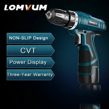 LOMVUM New 12V Single Speed Electric Drill With Accessories WaterProof Rechargeable Electric Screwdriver Mini Cordless Drill