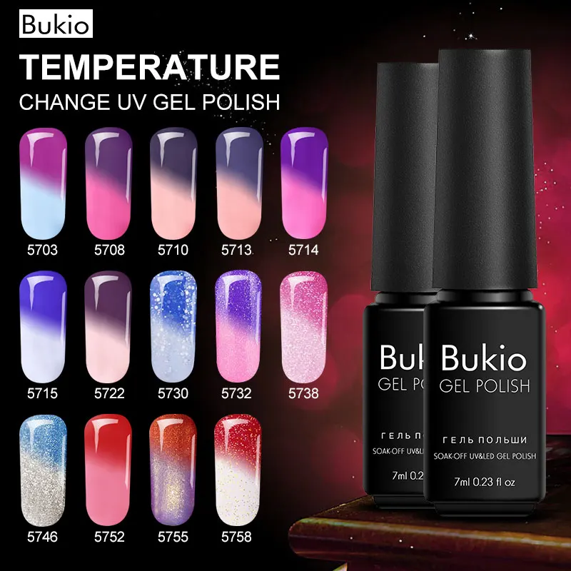Гель-лак для ногтей Bukio 7 мл меняющие температуру цвета профессиональный