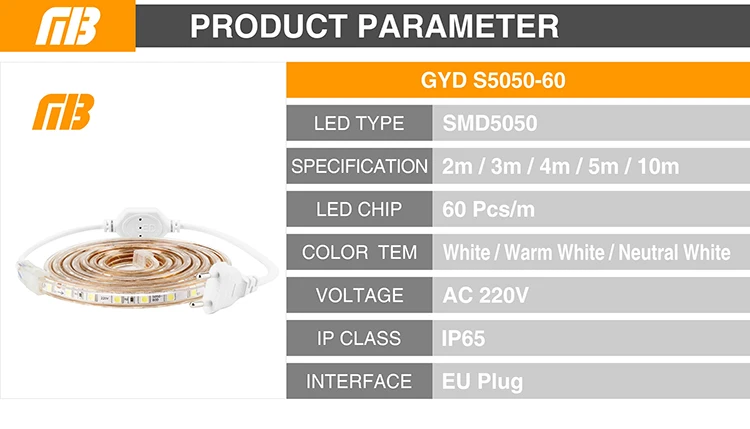 Светодиодный SMD5050 полоса 2 м 3 м 4 м 5 м 10 м 220 В IP65 Водонепроницаемый 60 светодиодный s/M высокая яркость наружное освещение для украшения фестиваля ЕС вилка