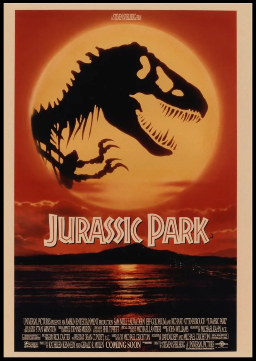 Jurassic Park Movie Posters JURASSIC WORLD Poster Vintage Style Wall  Stickers Kraft Paper Prints Home Decoration A2