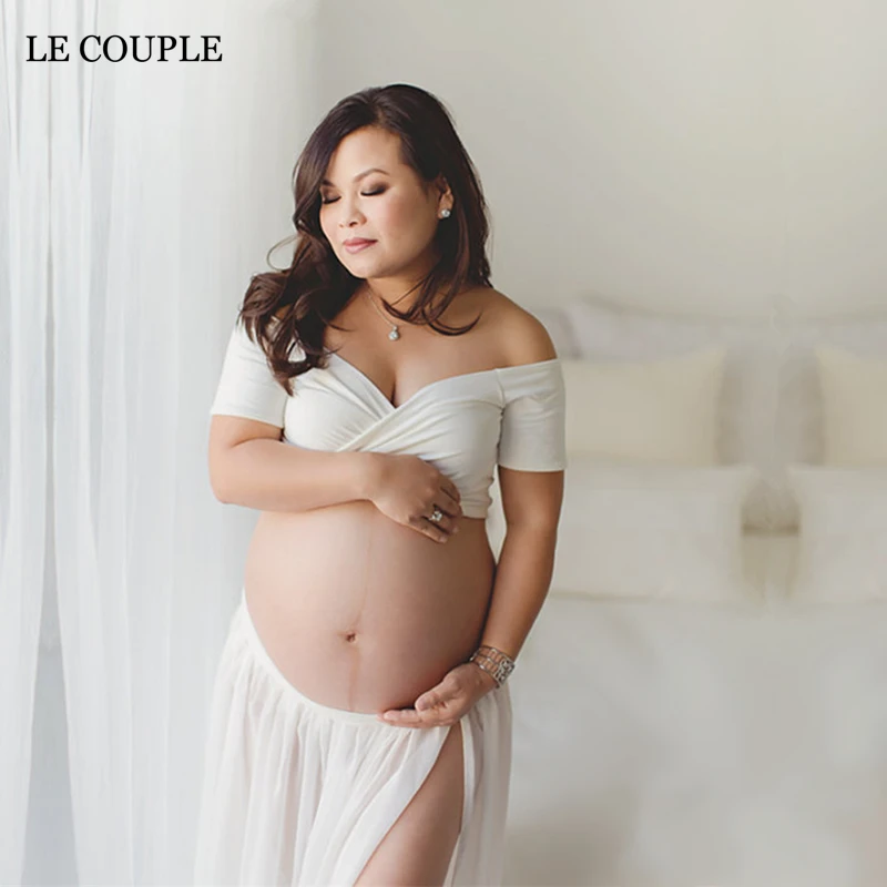 Le Couple Sweet Heart Maternity Tops and Skirt Sets Jersey Maternity Photography Props Skirt Two Ways Wear Maternity Photo Shoot