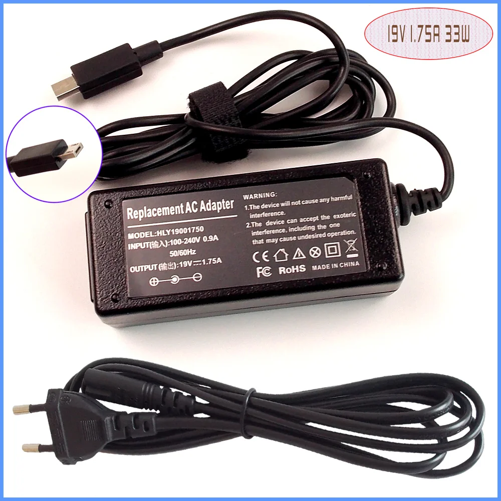 Laptop Netbook Ac Adapter Power Supply Charger 19V 1.75A For ASUS