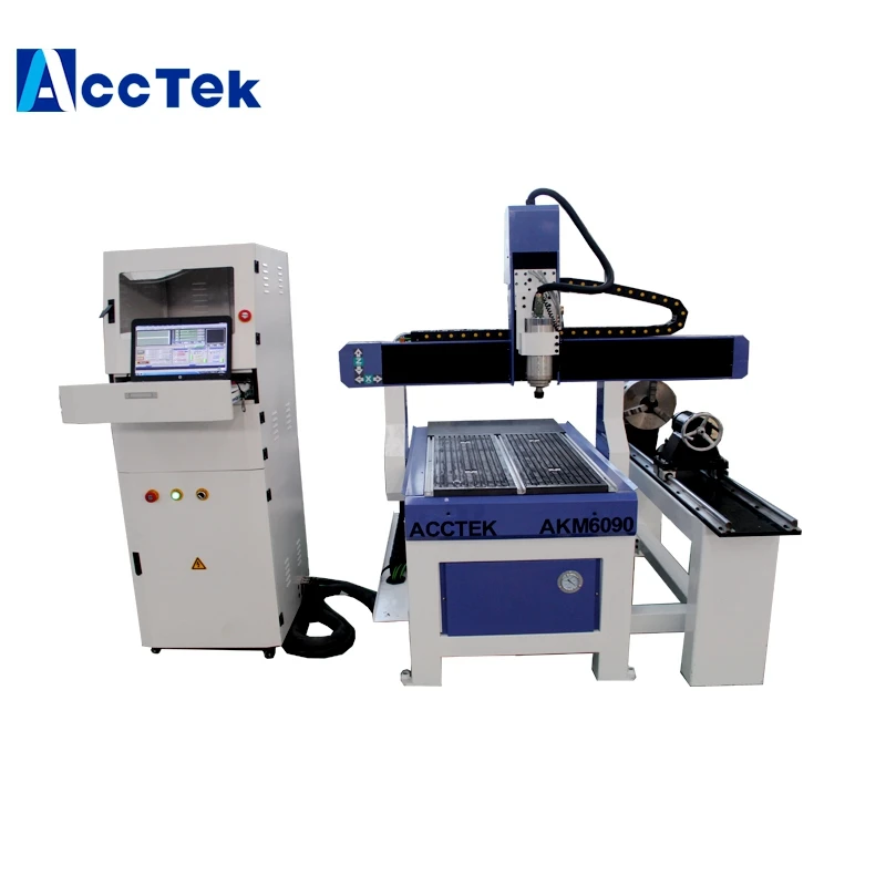 

China 4 axis mini CNC 6090 router carving machine for wood aluminum ACCTEK factory price