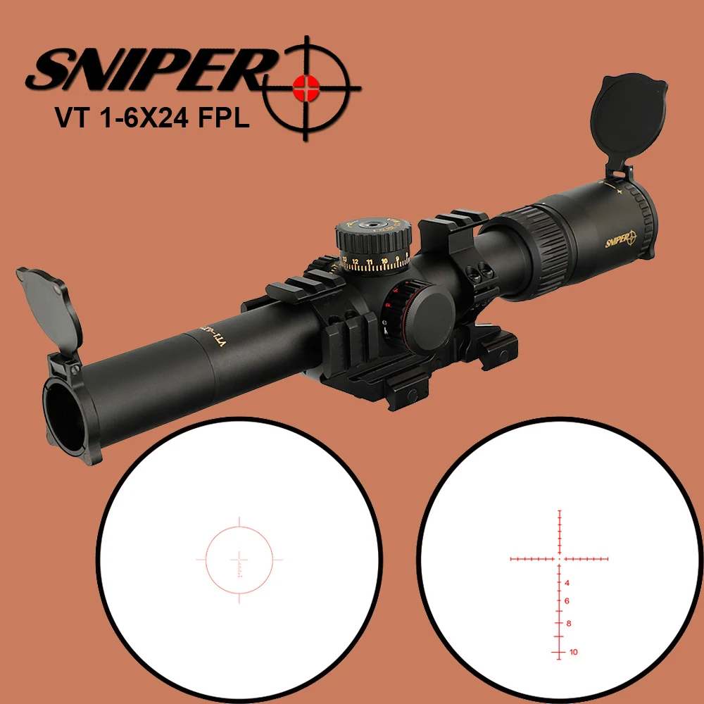 Снайпер VT 1-6X24 FPL тактический оптический прицел 30 мм трубка прицел стекло травленая сетка красный зеленый с подсветкой охотничий прицел