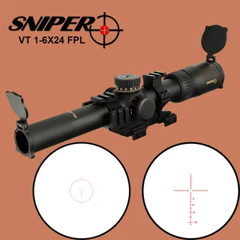 شراءقناص VT 1-6X24 FPL التكتيكية البصر البصري 30 مللي متر أنبوب Riflescope الزجاج محفورا شبكاني أحمر أخضر مضيئة نطاق بندقية الصيد
