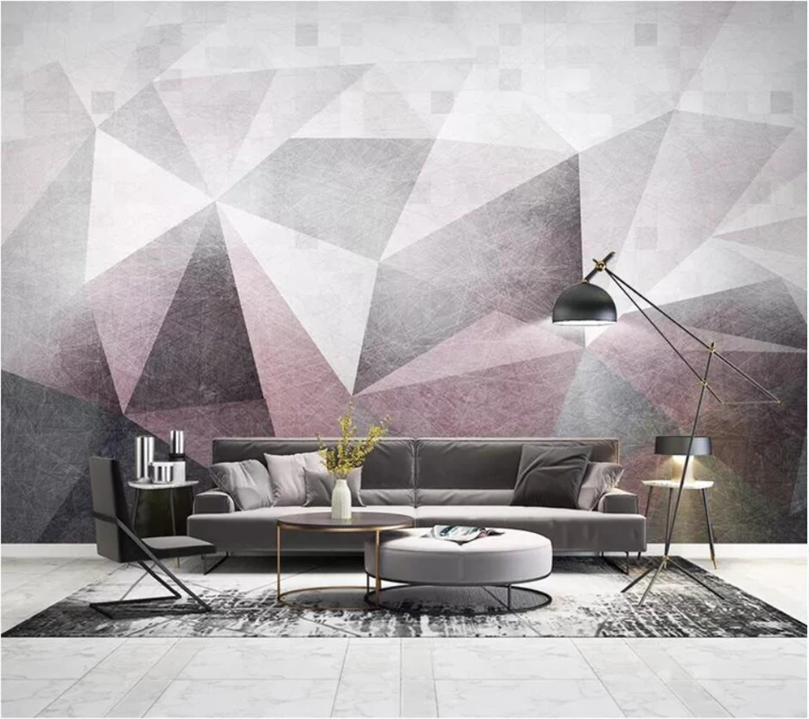 Custom Wallpaper Mural Abstract Grey Geometric Pattern