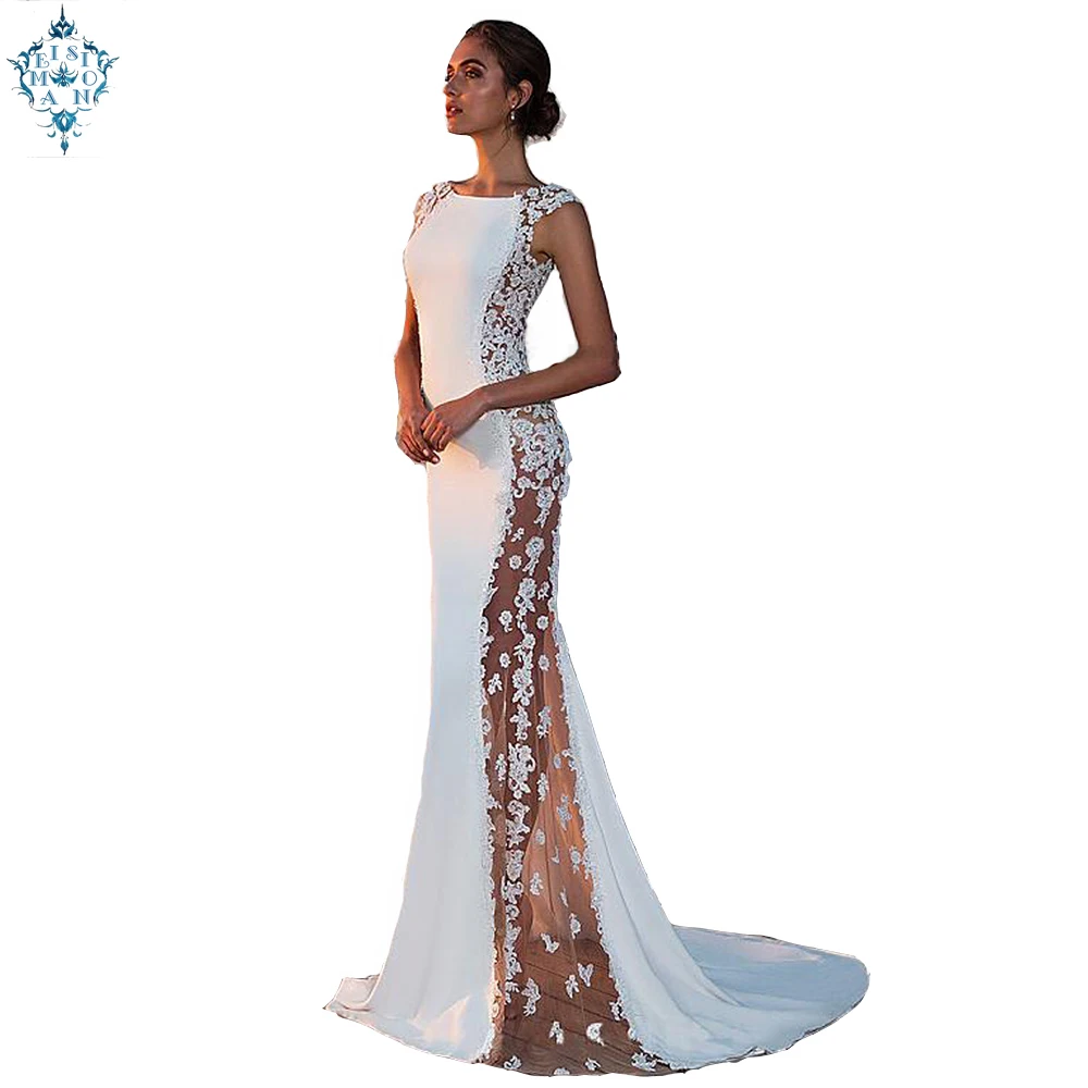 

Ameision Evening Dresses Long High Neck Sleeveless Lace Sweep Train Mermaid Dresses Illusion Dubai Formal Party Gowns Jurk Lang