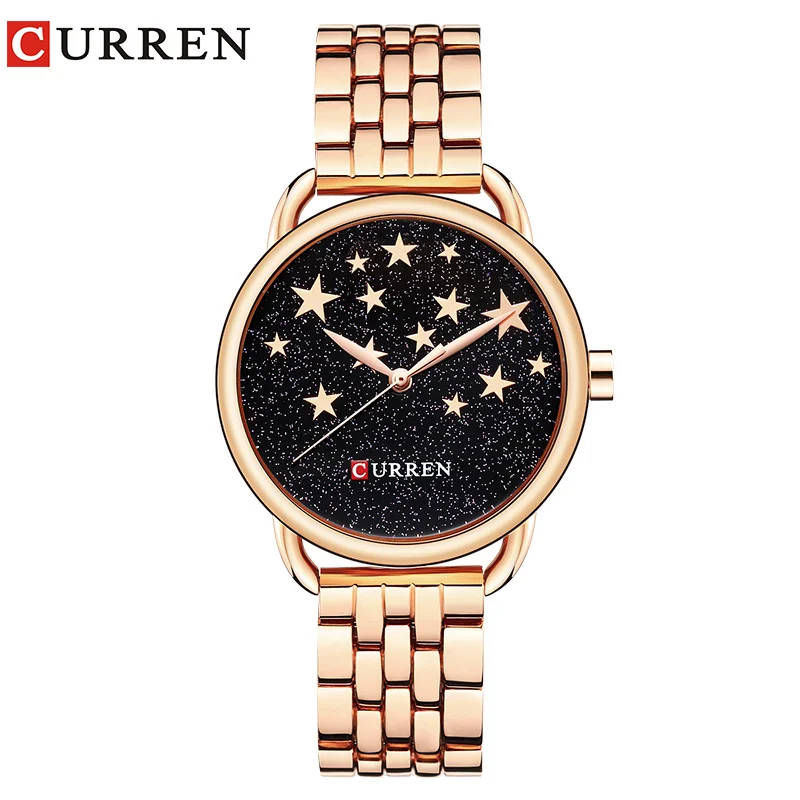 

CURREN Creative Design Quartz Women Watches Casual Fashion Ladies Gift Wristwatch Rose Steel Strap relogio feminino 9013