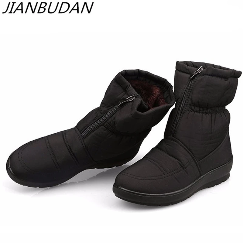 

JIANBUDAN Winter women's non-slip warm snow boots High quality Plush warm Mother shoes Down cloth Waterproof snow boots 36-42
