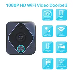 1080 P HD Wi Fi видео дверные звонки умный дом безопасности Видео домофонный дверной звонок ИК Ночное Видение PIR обнаружения движения через