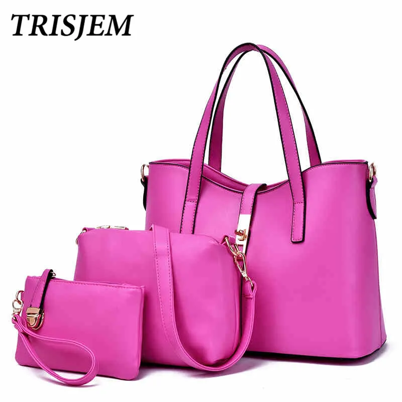 

3Pcs Handbags Women's Pu Leather Shoulder Bags Handbag+Crossbody Bag+Wallet Large Capacity Shoulder Bags Set Pack