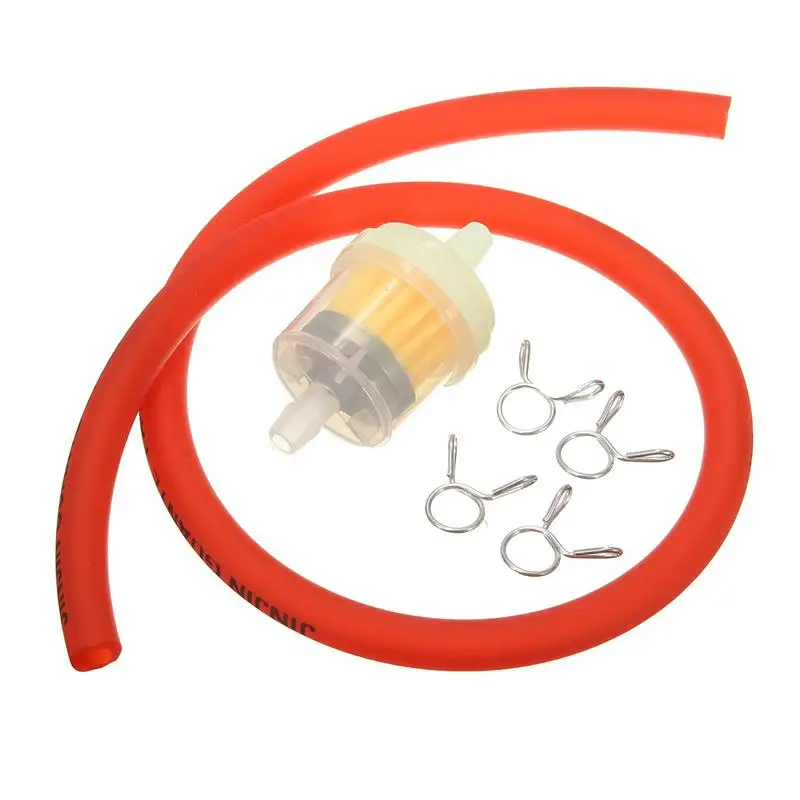 6 мм мотоциклетный газовый топливный фильтр бензиновая труба шланг+ 4 зажима мото скутер Байк желтый красный синий зеленый