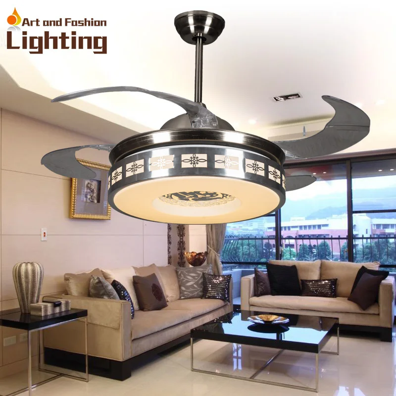 Por Invisible Ceiling Fan Lots Luxury Ceiling Fan Lights Modern Fans 42 Inches 5 Invisible Acrylic Blade Living Room Bedroom