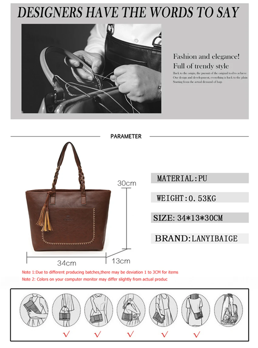 Модная женская сумка из искусственной кожи, сумки с кисточками, женские большие сумки, роскошные дизайнерские сумки высокого качества, винтажная сумка на плечо