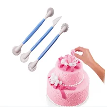 3pcs Baking Tools 6 Patterns Flower Carving Group Cake Tools Decorative Pen Turn Sugar Tools Modeling Knife Bake Tools