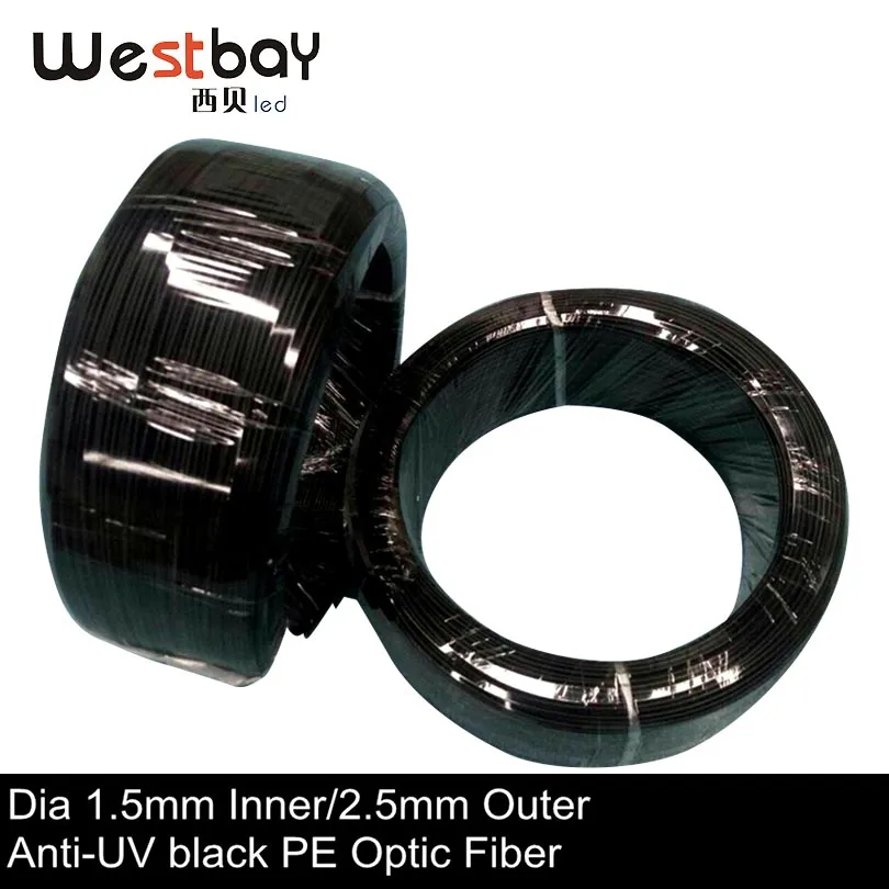 Westbay 350 м Оптическое волокно внутренний 1,5 мм черный PMMA пластик оптоволокно торцевого свечения оптический кабель для DIY Сад оптоволоконный свет волокно свет