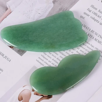 

Natural Aventurine Gua Sha Tool Jade Massage Face SPA Acupuncture Scraping Healing Green Stone For Body Neck Health Care