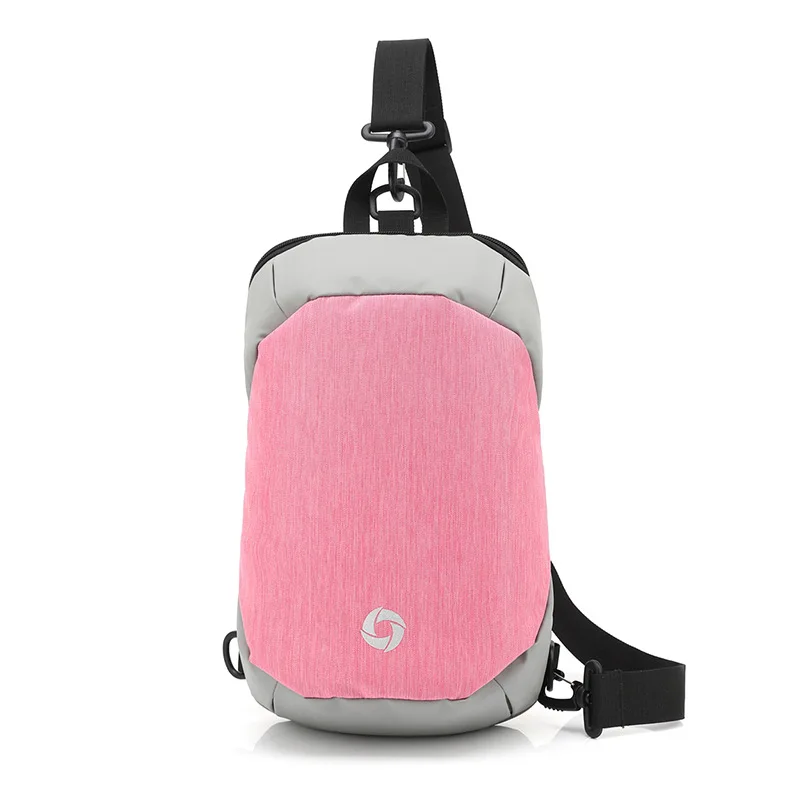 OZUKO, высокое качество, противоугонная нагрудная сумка для мужчин, модные сумки-мессенджеры, короткая походная Повседневная сумка через плечо, мужская сумка на плечо, нагрудная сумка - Цвет: Pink