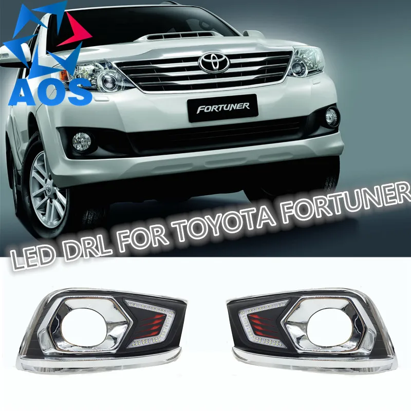 2PCs Set LED DRL Car Daylight Daytime Running Lights For Toyota Fortuner 2012 2013 2014 With