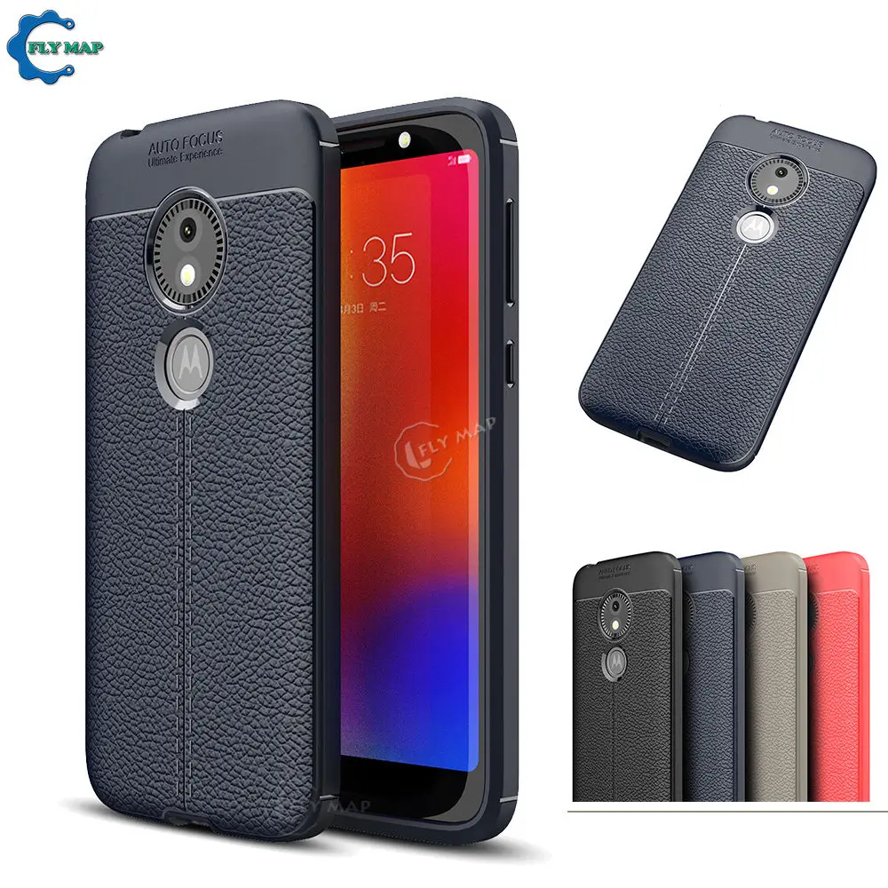 Мягкий чехол для Motorola Moto E5 Play Go личи кожаный зернистый силиконовый телефона из