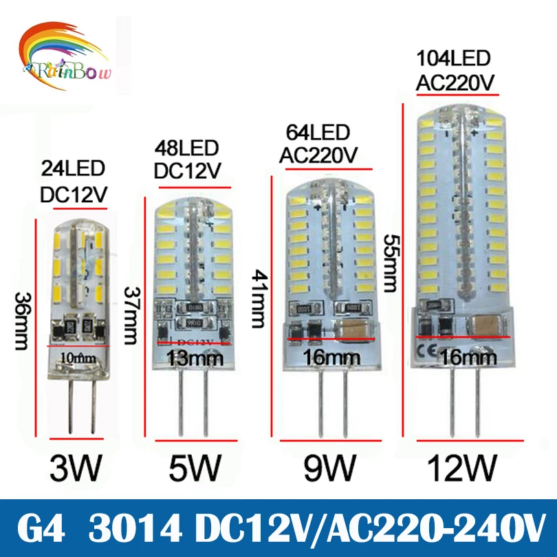 

2017 NEW LED lamp 4014 G9 G4 LED Bulb 12V AC 220V 3W 7W 9W 12W SMD 2835 3014 LED light 360 degrees Beam Angle Chandelier light