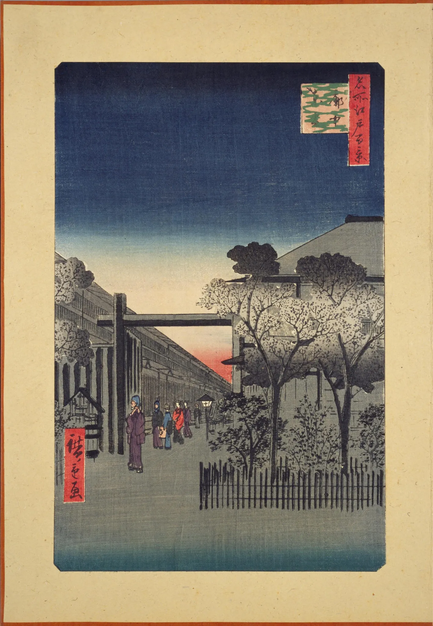Японский старый Токийский Эдо просмотров Dawn in Yoshiwara классические холщовые