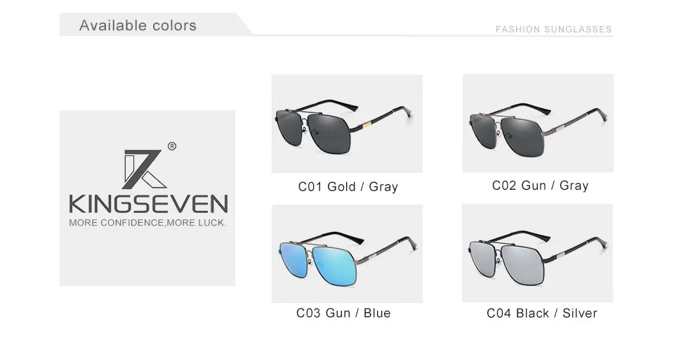 KINGSEVEN бренд поляризованных солнцезащитных очков для Для мужчин Алюминий Óculos Мужская мода квадратный вождения очки памяти металла