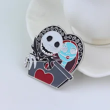 Кошмар перед Рождественская брошь Джек и Салли череп изящная брошь булавка Мода Панк любовник аксессуары для ювелирных украшений