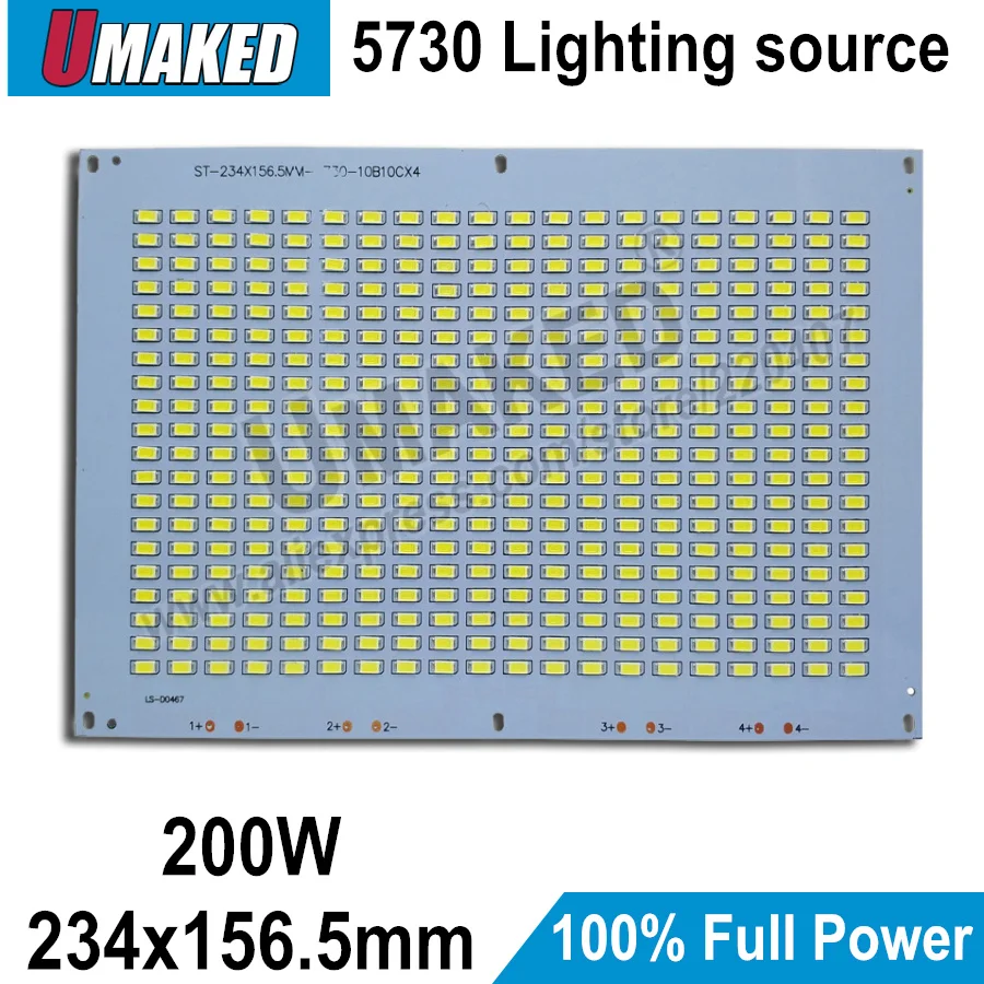 

100% Full Power LED Floodling PCB 200W SMD5730, 234x157mm led PCB board,Warm white/ White Aluminum plate for led floodlight