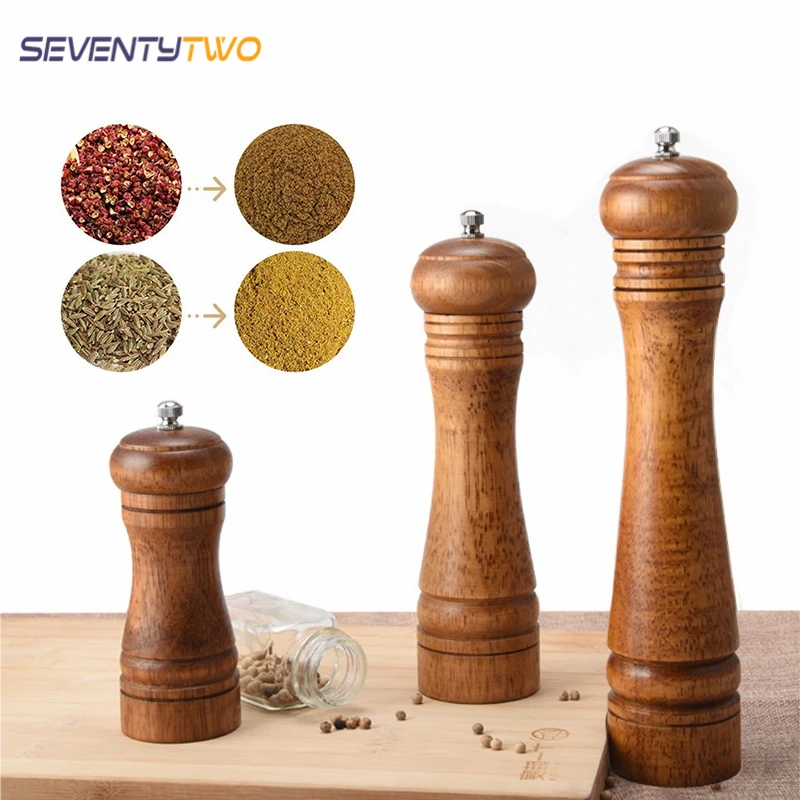 Wood Salt and Pepper Mill Shakers Wooden Spice & Grinders Manual Herbs Mills with Adjustable Ceramic Kithcen Tool | Дом и сад