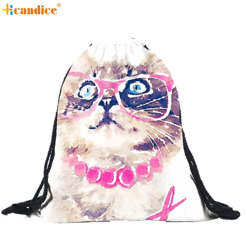 

Naivety Multicolor Unisex Backpacks 3D Printing Cat Bags Drawstring Backpack 15S70120 drop shipping