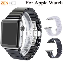 Керамический ремешок для часов Apple Watch 38/42 мм серия 1 2 3 браслет бабочка пряжка глянцевый Смарт часы ремень с адаптерами