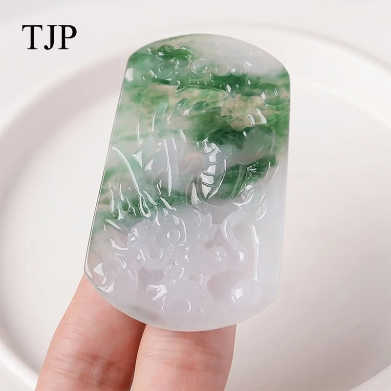 

China's natural jade A cargo dragon pendant Jewelry carved dragon Necklaces genuine men Free shipping