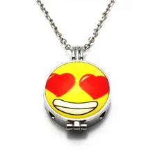 

1pcs/lot 27mm Emoticon Perfume Diffuser Lockets Pendant With (50cm)chain For Necklace Accessories
