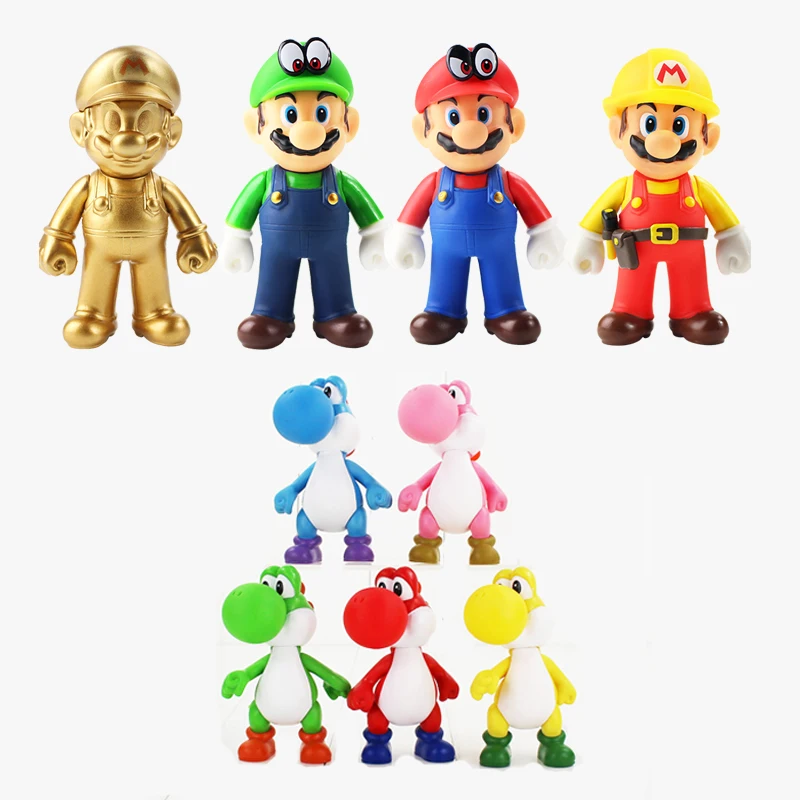 

Super Mario Bros Figure Toy Mario Luigi Yoshi Odyssey Cappy Worker Mario Maker Golden Doll Toys for Kids