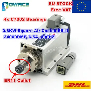 

[EU Stock/Free VAT] 0.8KW Square Air Cooled Spindle Motor ER11 24000rpm 400Hz 6.5A Engarving Milling GRIND for CNC Router