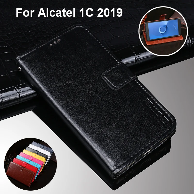 Для Alcatel 1C 2019 чехол модные классические Магнитный Стенд Флип PU кожаные с