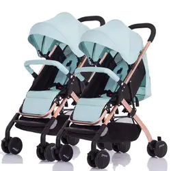 Коляска для малышей-близнецов Съемная может сидеть на наклонной легкой складывающейся второй детской двойной тележке