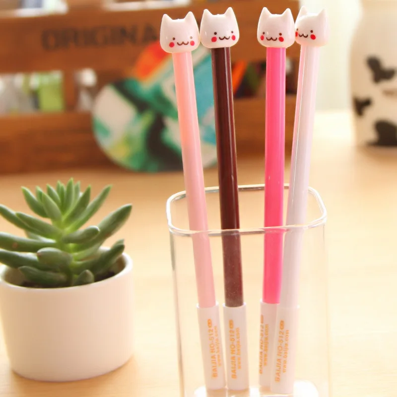 

4 pcs/lot Cute Cat Gel Pen Kawaii Stationery Kawaii Pen Caneta Novelty Favor Gift Zakka Office Supplies Material School